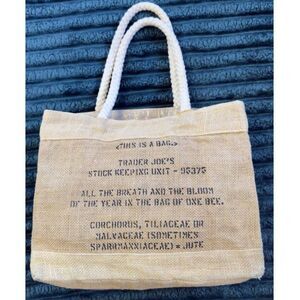 Vintage Trader Joe’s Jute Rope Handle Tote Bag Rare